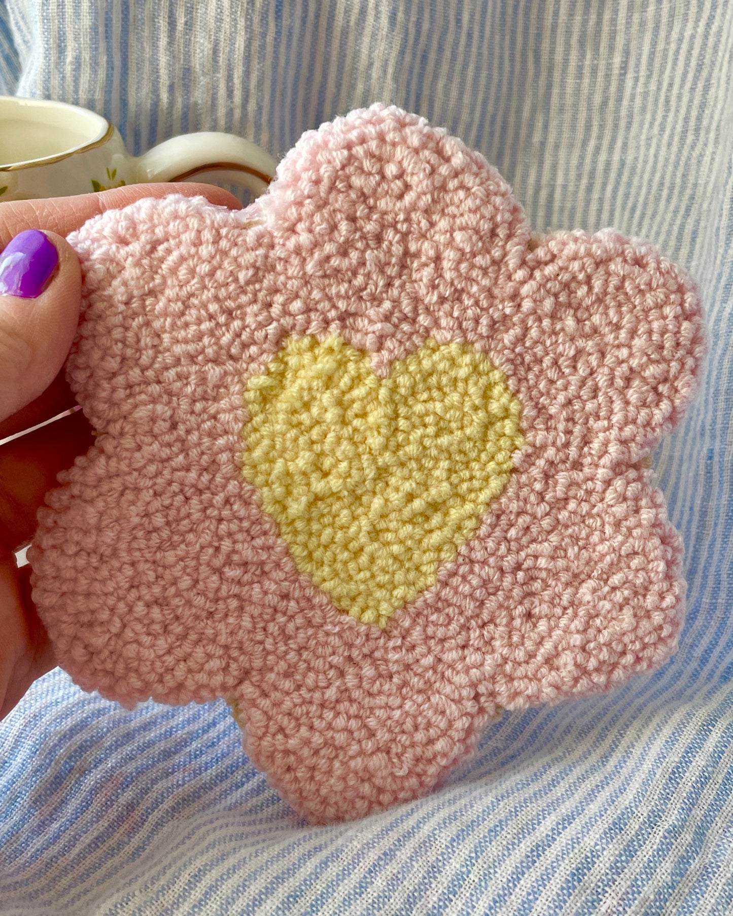 Pink flower mug coaster