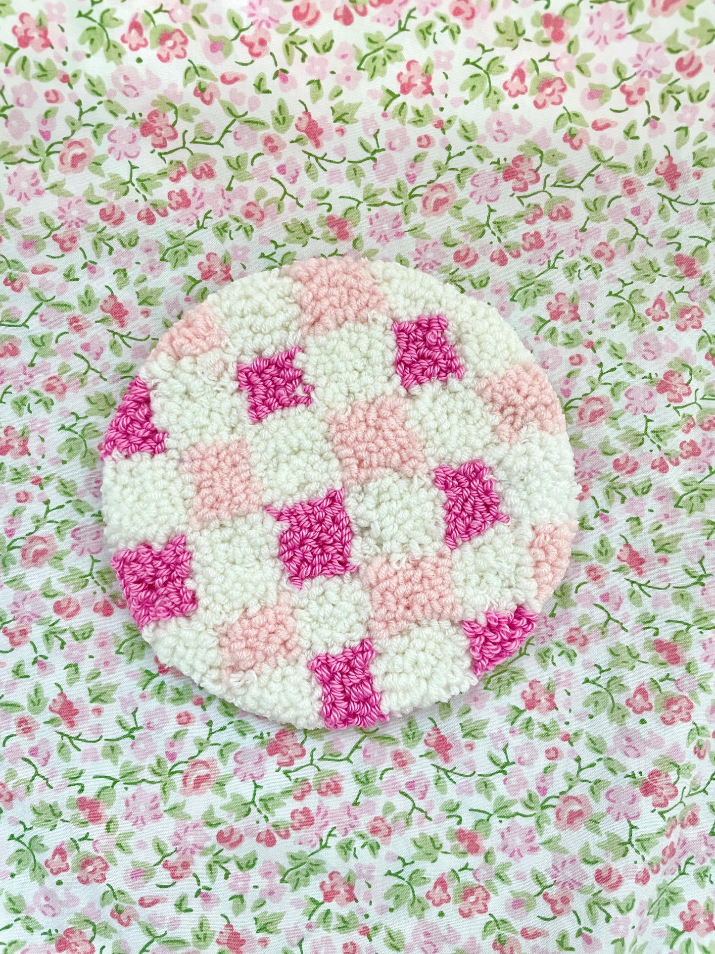 Pink & white mug coaster