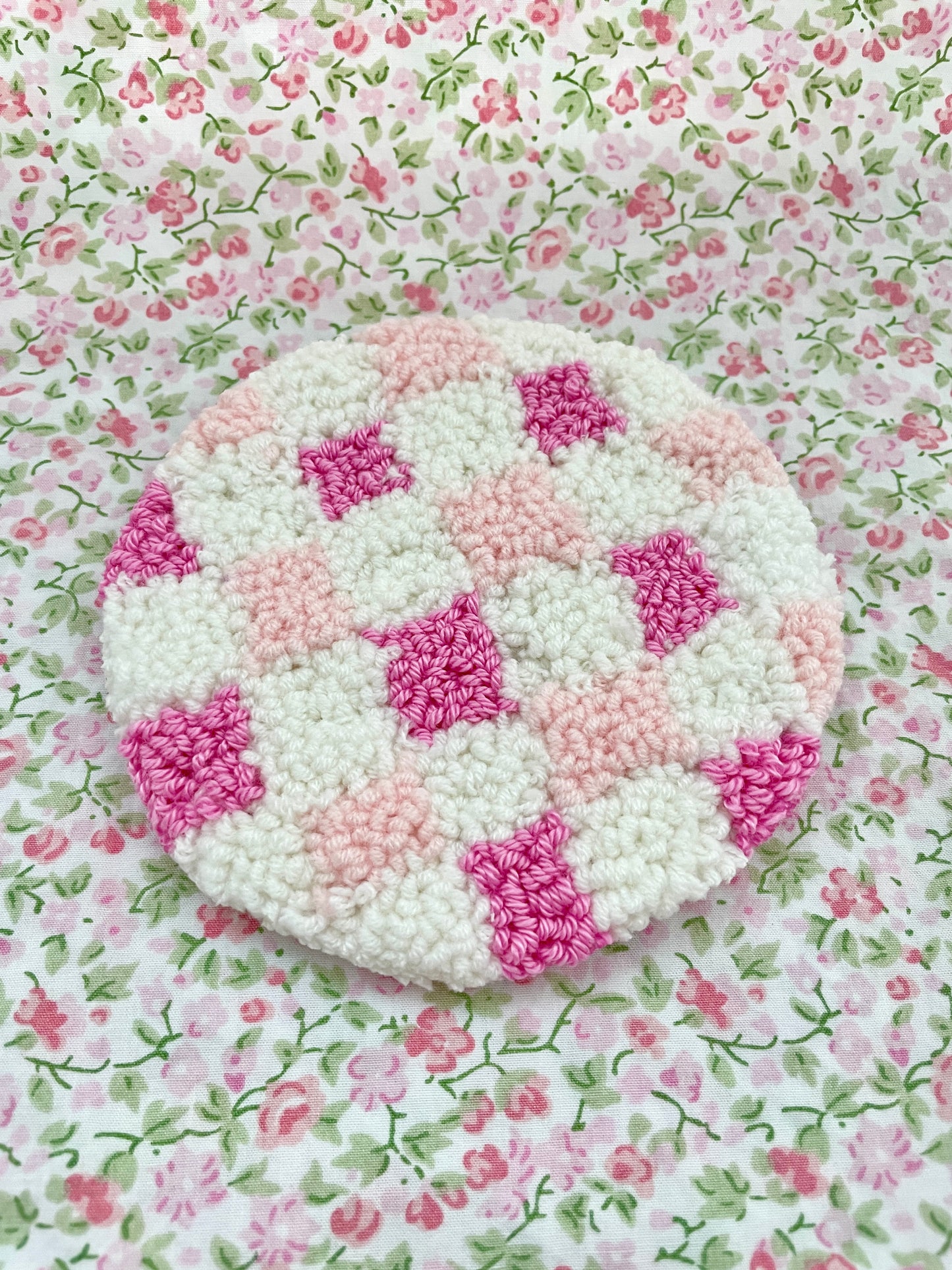 Pink & white mug coaster