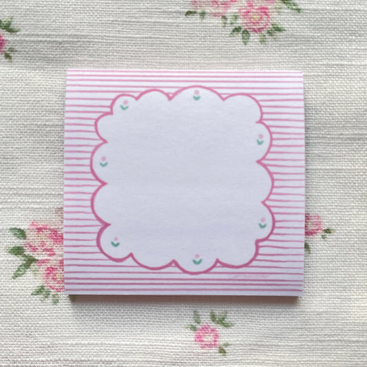 Pink Stripe floral post it note pad