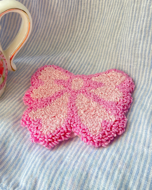 Light pink bow mug coaster
