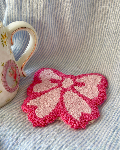 Medium pink bow mug coaster