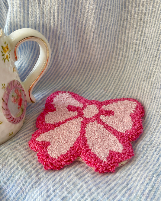 Medium pink bow mug coaster