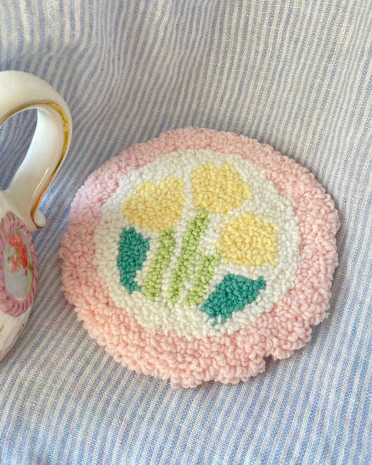 Floral doily mug coaster