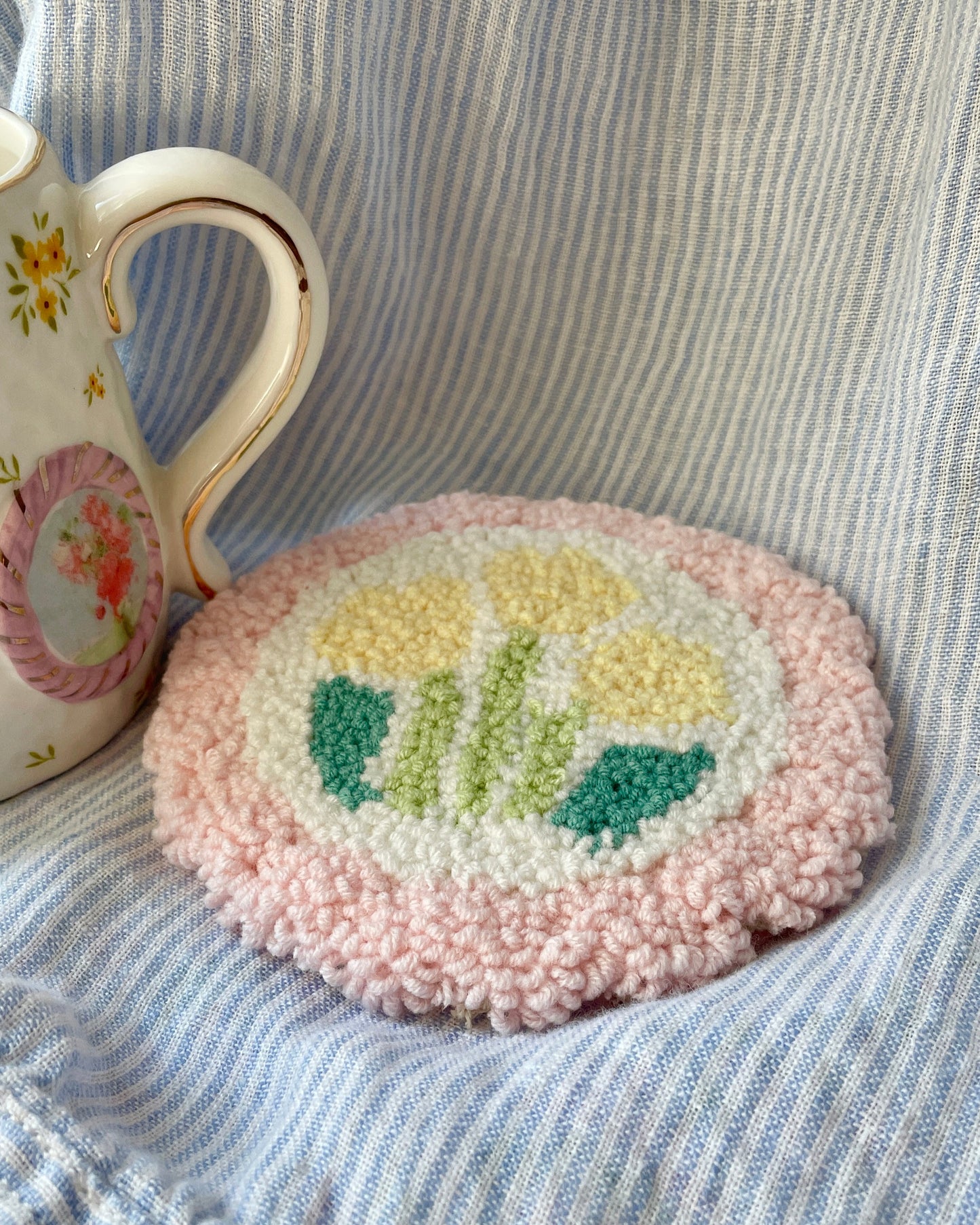 Floral doily mug coaster