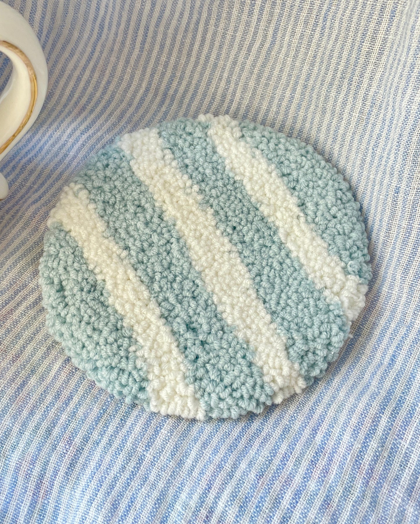 Blue & white stripe mug coaster