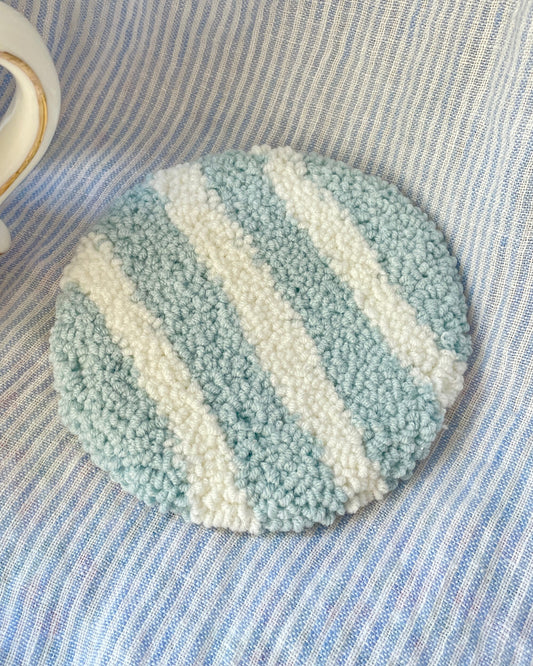 Blue & white stripe mug coaster