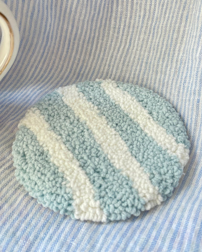 Blue & white stripe mug coaster