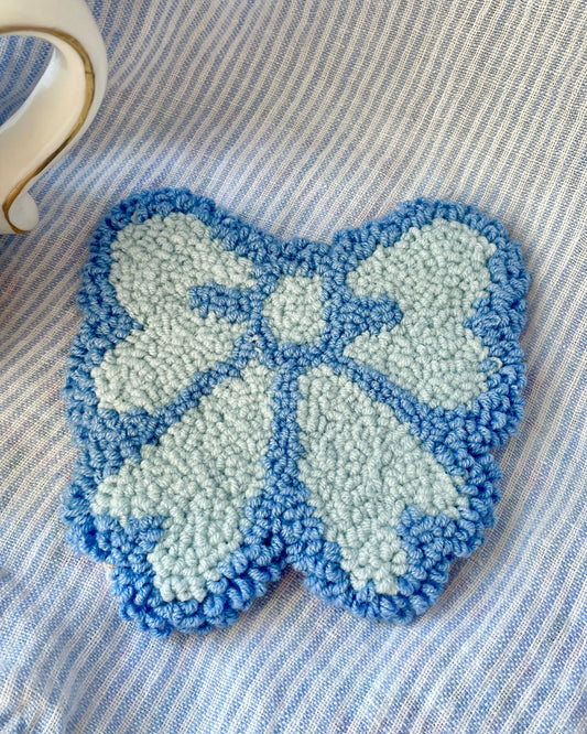 Blue bow mug coaster