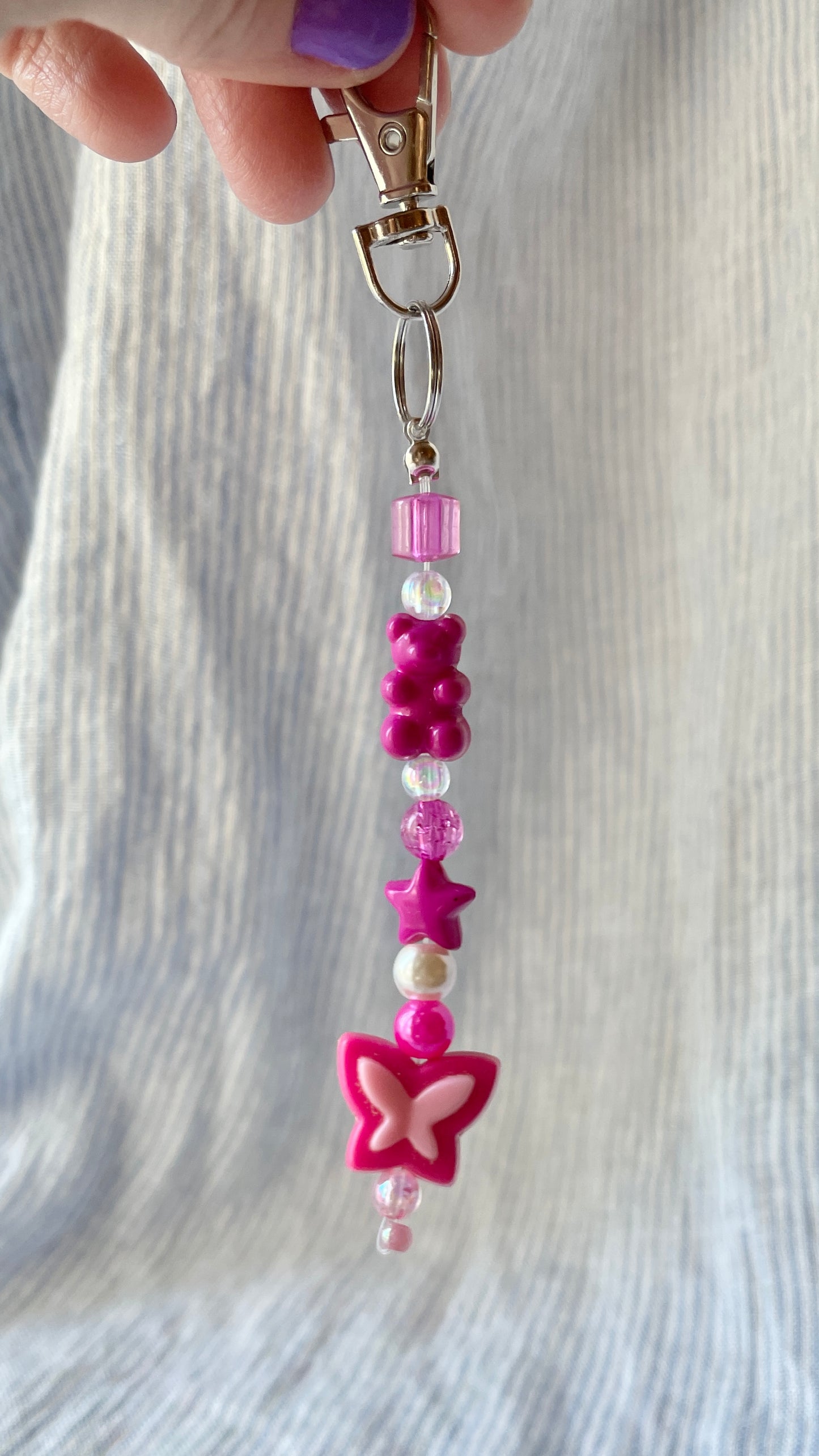 Magenta & pearl Bag Charm