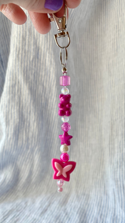 Magenta & pearl Bag Charm