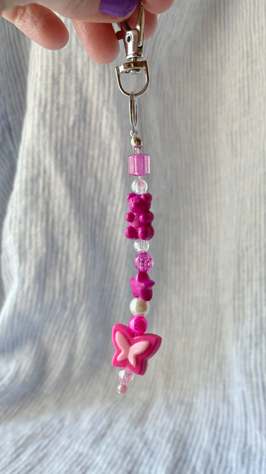 Magenta & pearl Bag Charm
