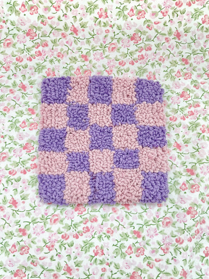 Purple checker mug coaster