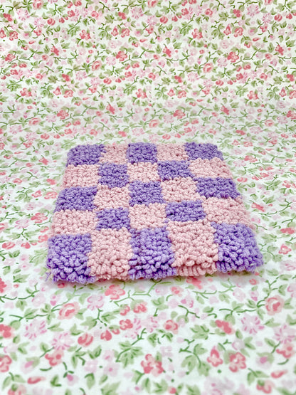 Purple checker mug coaster