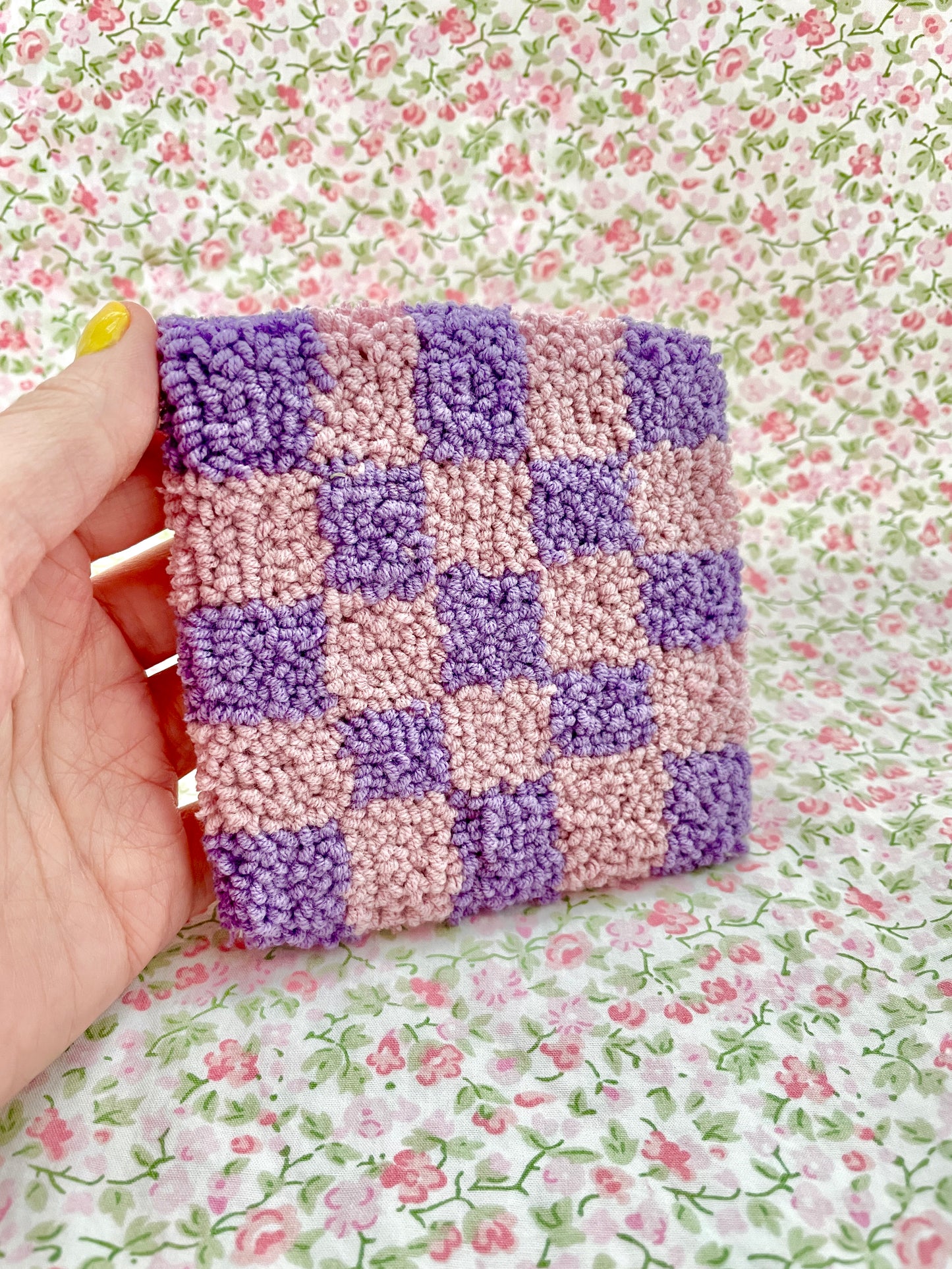 Purple checker mug coaster