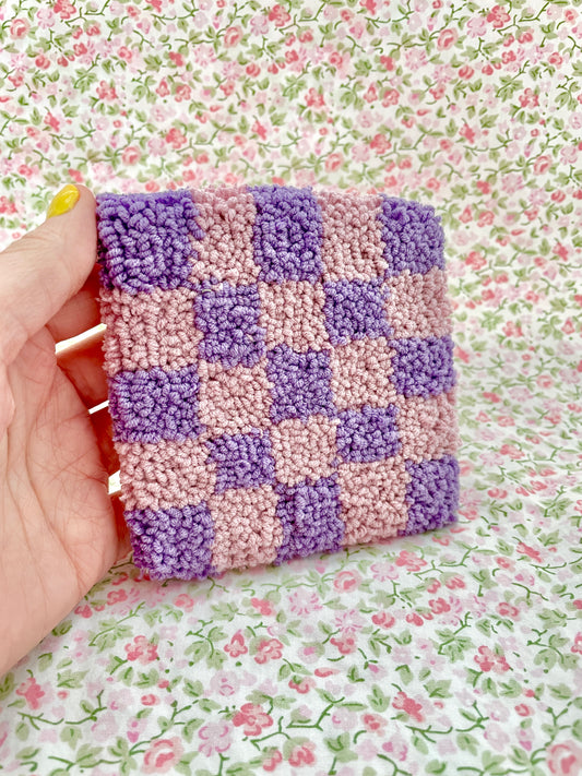 Purple checker mug coaster
