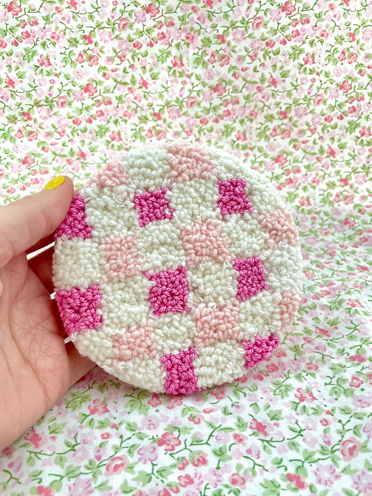 Pink & white mug coaster