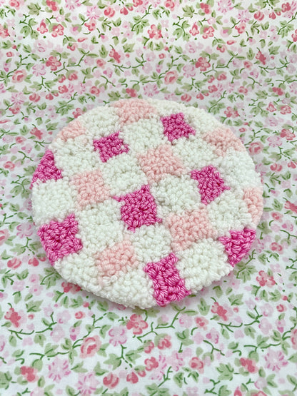 Pink & white mug coaster