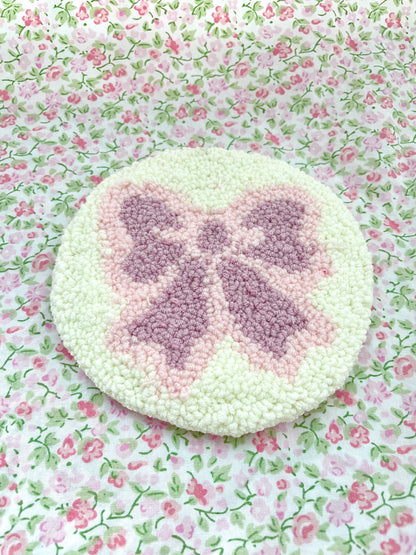 Purple & white bow mug coaster